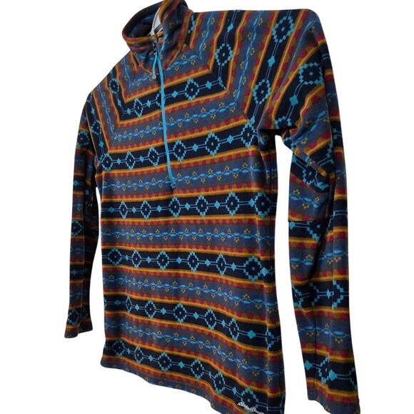 Eddie Bauer Aztec Print Fleece Quarter Zip Pullover Women's Large Warm - Picture 4 of 10